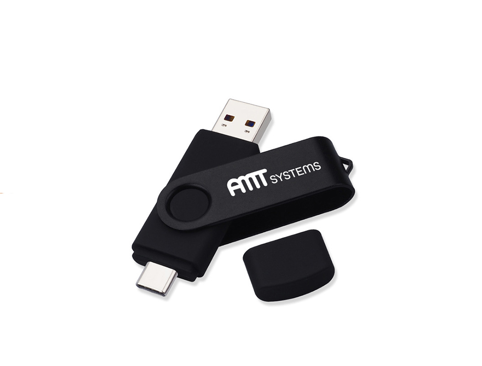USB-Twister muistitikku, C liittimellä, painatus omalla logolla tai kuvalla, 8GB, 16GB, 32GB, 64GB, 128GB Muistitikut My Happy Logo USB-C